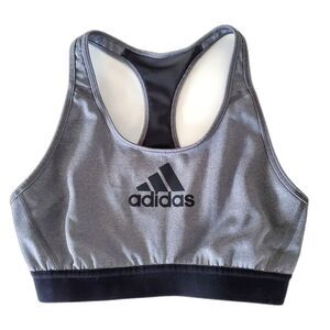Adidas Women's Sports Bra XS Gray Black Racerback Light Support Wireless Workout